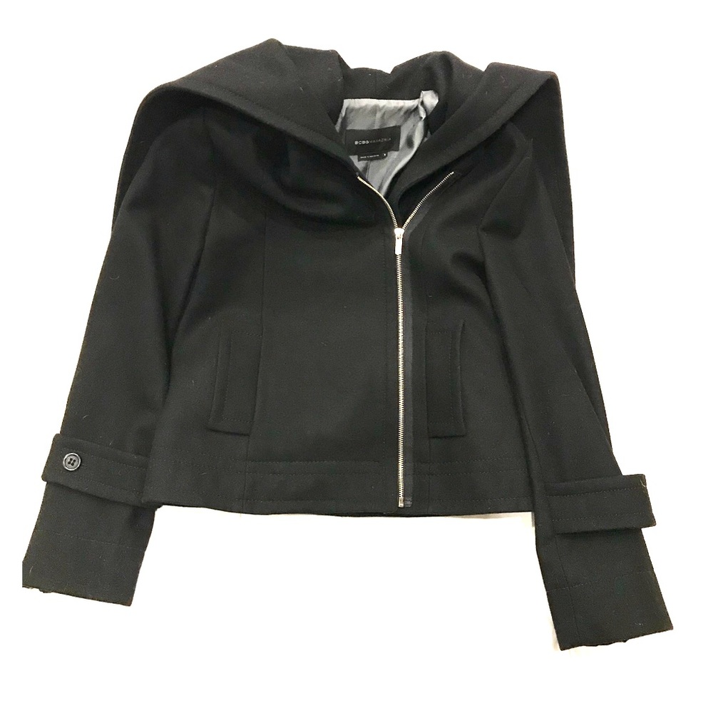 BCBG asymmetrical jacket w/ possible hood